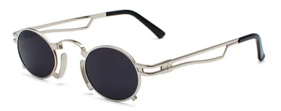 Unisex Vintage Small Oval Metal Frame Sunglasses with UV400 Protection