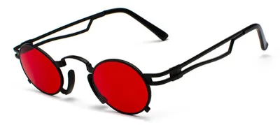 Unisex Vintage Small Oval Metal Frame Sunglasses with UV400 Protection