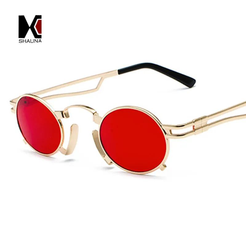 Unisex Vintage Small Oval Metal Frame Sunglasses with UV400 Protection