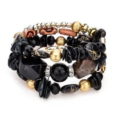 Unisex Boho Resin Stone Multilayer Beads Charm Bracelet