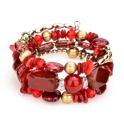 Unisex Boho Resin Stone Multilayer Beads Charm Bracelet