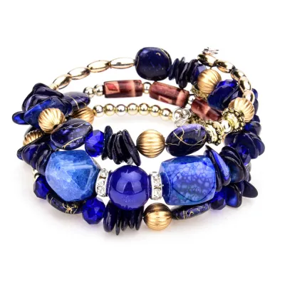 Unisex Boho Resin Stone Multilayer Beads Charm Bracelet