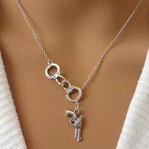 Lovers Punk Pistol Shaped Pendant Alloy Necklace
