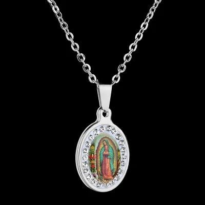 Unisex Religious Virgin Mary Pendant Necklace Stainless Steel