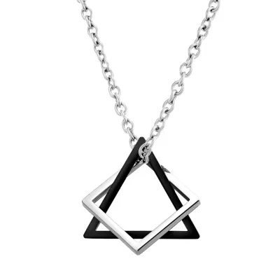 Men Hiphop Geometric Pendant Stainless Steel Necklace