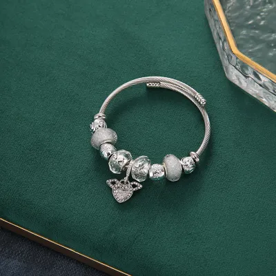 Women Exquisite Dream Catcher Balloon Shaped Design Pendant Stainless Steel Charm Vintage Bracelet