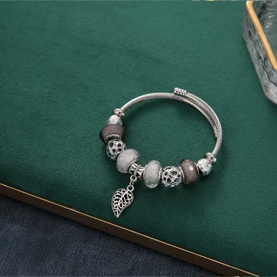 Women Exquisite Dream Catcher Balloon Shaped Design Pendant Stainless Steel Charm Vintage Bracelet