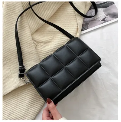 Women Fashion Plaid Embroidery PU Crossbody Bag