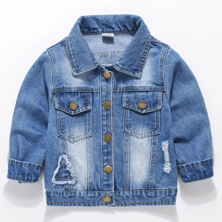 Kids Boys Basic Lapel Long Sleeve Single-breasted Denim Coat Casual
