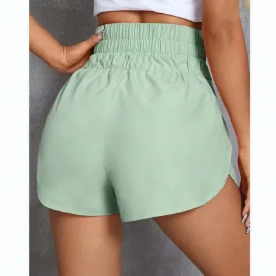 Summer High Waist Women Casual Elastic Loose Solid Color Sports Shorts