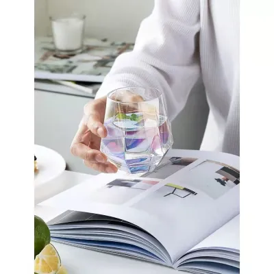 Simple Nordic Amber Colorful Hexagonal Creative Glass Cup