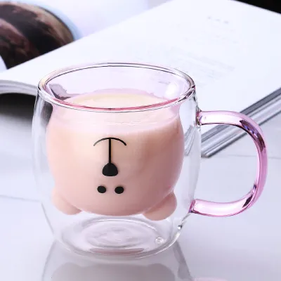 250ml 3D Creative Lovely Bear Shaped Heat-Resistant Double Layer Glass Milk Mug