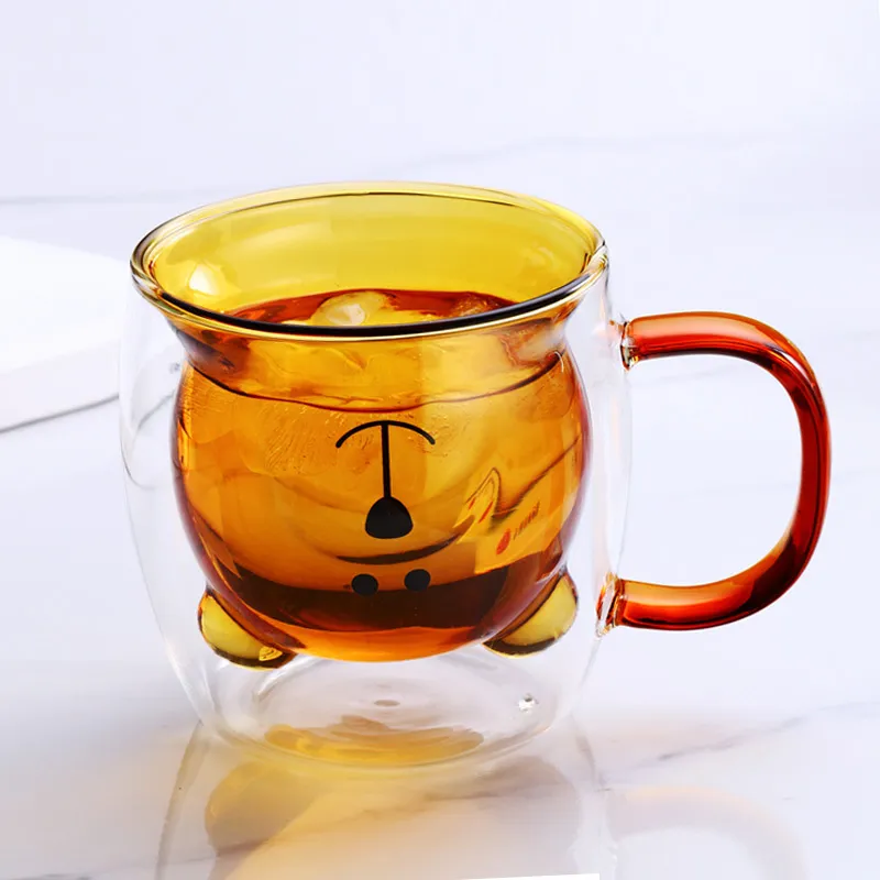 250ml 3D Creative Lovely Bear Shaped Heat-Resistant Double Layer Glass Milk Mug