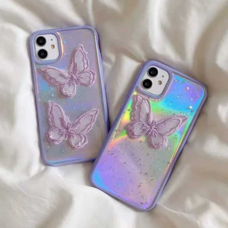 Holographic Laser Butterfly Phone Case For iPhone 14 Pro Max 13 12