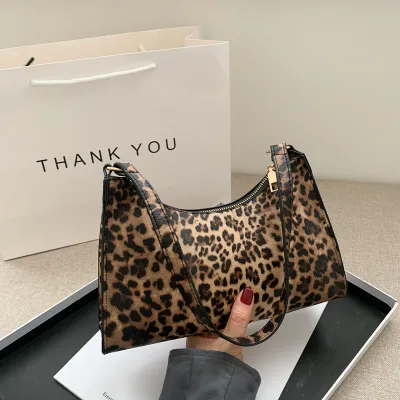 Women Chic Zipper Design Zebra Leopard Cow Pattern PU Underarm Shoulder Bag