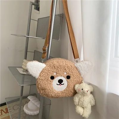 Women Cute Cartoon Shape Doll Pendant Plush Crossbody Bags