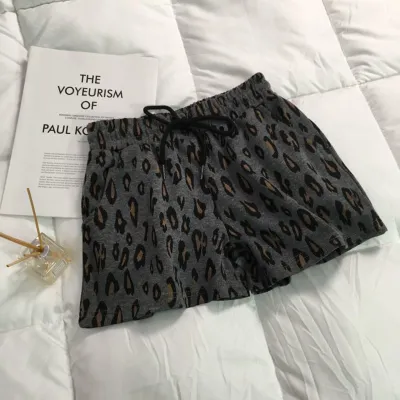 Women Summer Leopard Print Loose Oversized Casual Elastic Waist Shorts