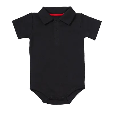 Baby Boys Simple Solid Color Lapel Short Sleeve Romper 3M-24M Cotton