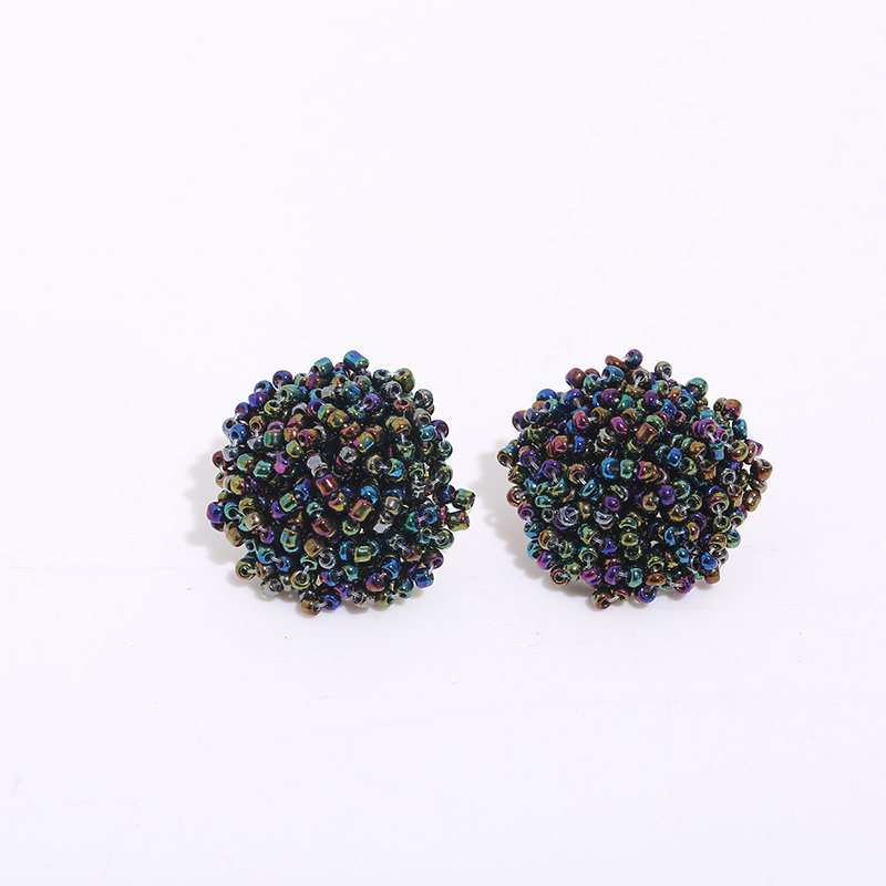 【美品】BEEDEN KNITJQLOOSEHOODIE Beaded Hoop Earrings in Ombre Red and Pink, Lightweight
