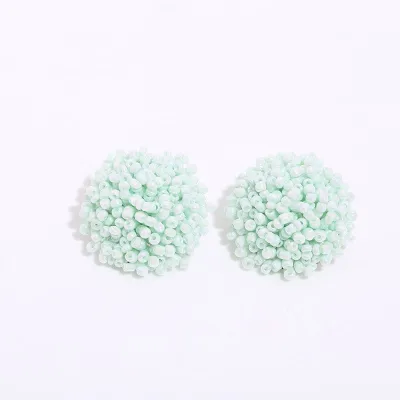 Women Bohemian Solid Color Glass Bead Teardrop Stud Earrings