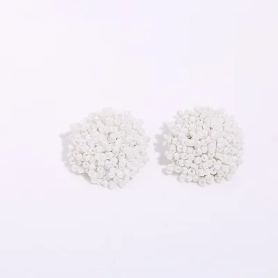 Women Bohemian Solid Color Glass Bead Teardrop Stud Earrings