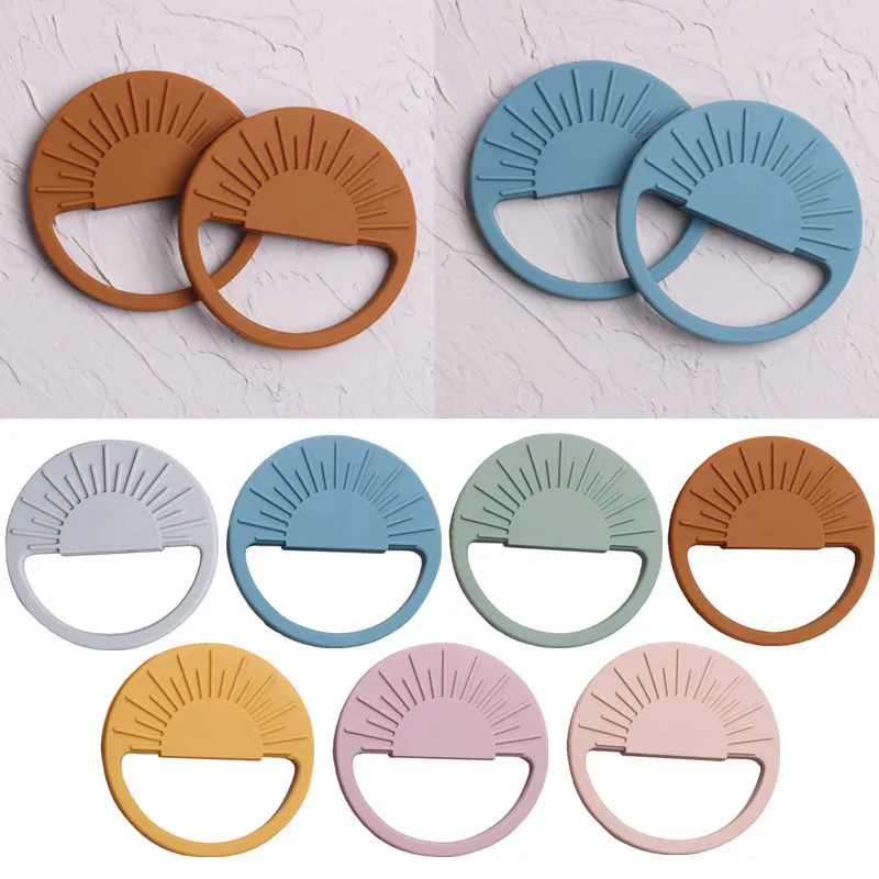 Baby Basic Solid Color Round Silicone Molar Teether Stick Toy