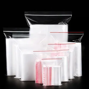 100Pcs/Pack Resealable Zip Lock Self Seal Clear PE Plastic Poly Bags for Home Storage