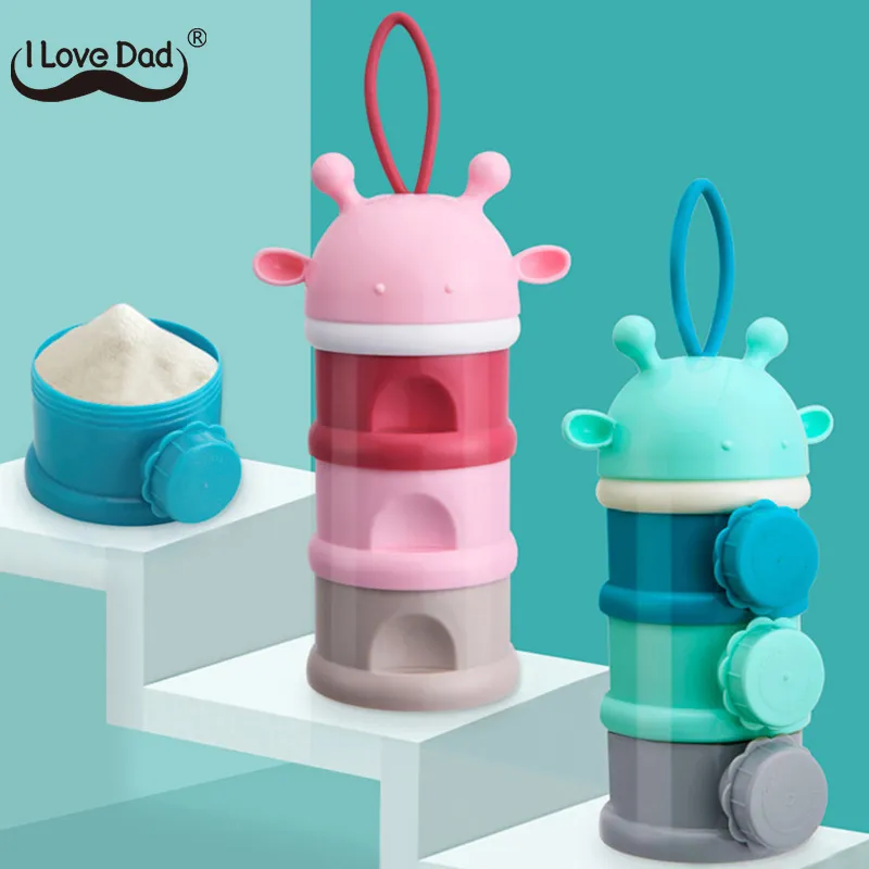 Cute Cartoon Baby Food Storage Containers 3 Layers Portable Infant Milk Powder Box Formula Dispenser Toddler Snacks Container