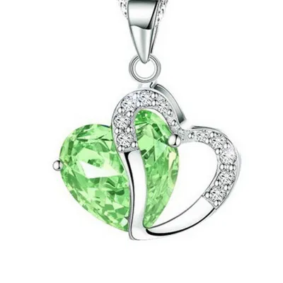 Women Exquisite Heart Shaped Zircon Pendant Necklace