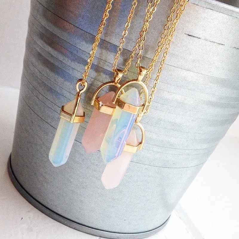 Unisex Classic Natural Stone Pendant All-match Alloy Necklace