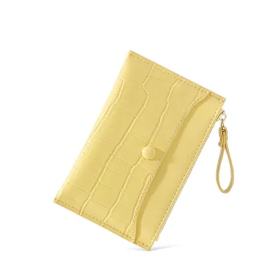 Women Basic Zipper Stone Pattern PU Wallet Credit Card Holder
