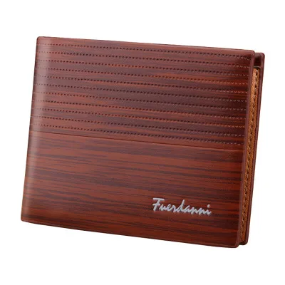 Men Casual Basic Letter Embossing Folding Design Multi-pocket PU Wallet