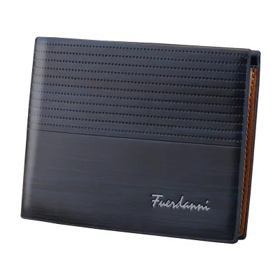 Men Casual Basic Letter Embossing Folding Design Multi-pocket PU Wallet