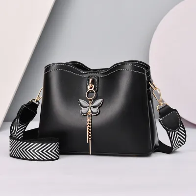 Women Fashion Butterfly Tassel Decoration PU Shoulder Bag Handbags