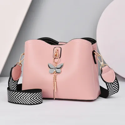 Women Fashion Butterfly Tassel Decoration PU Shoulder Bag Handbags