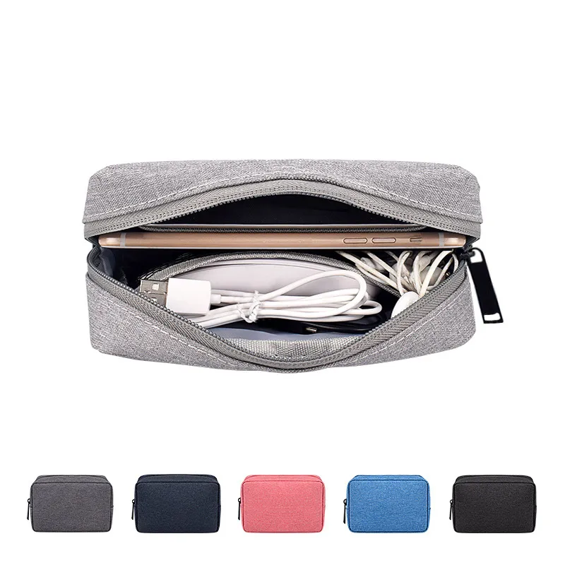 Travel Solid Color Makeup Cable Organizer Toiletry Pouch Storage Cosmetic Case Bag Oxford