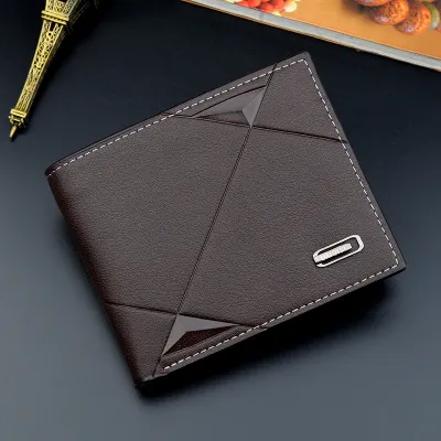 Men's Business Slim Folding PU Wallet with Multi-Pocket Design