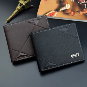 Men's Business Slim Folding PU Wallet with Multi-Pocket Design