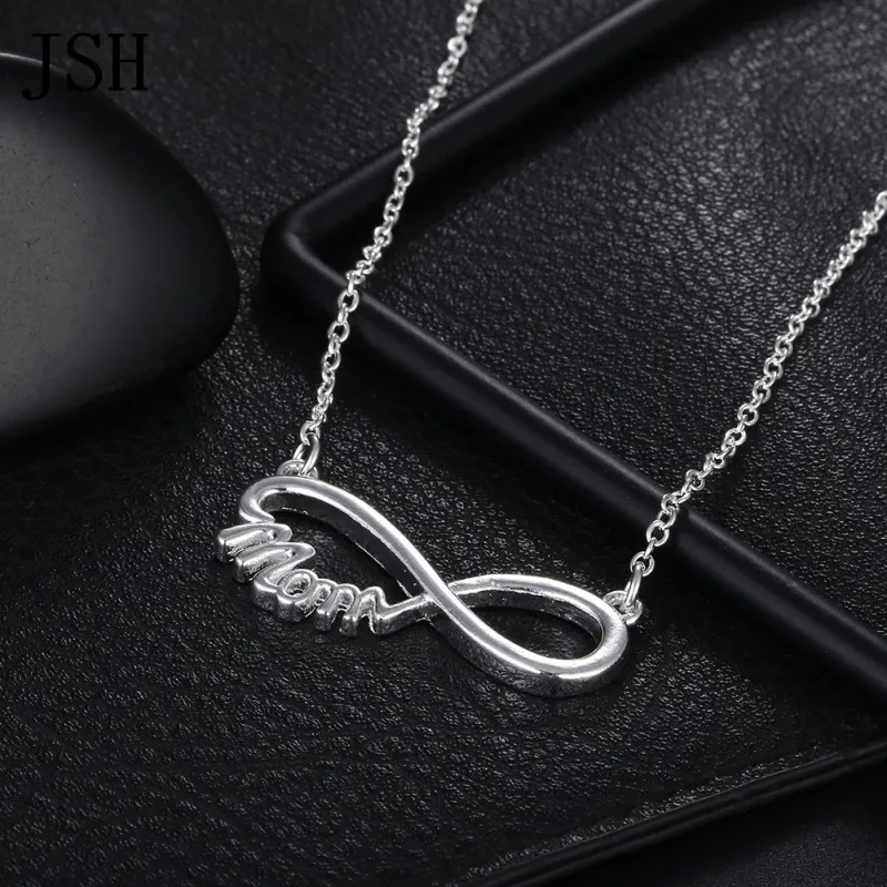 Unisex Classic Mother Letter Shaped Silver Plated Pendant Necklace