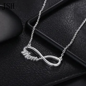 Unisex Classic Mother Letter Shaped Silver Plated Pendant Necklace