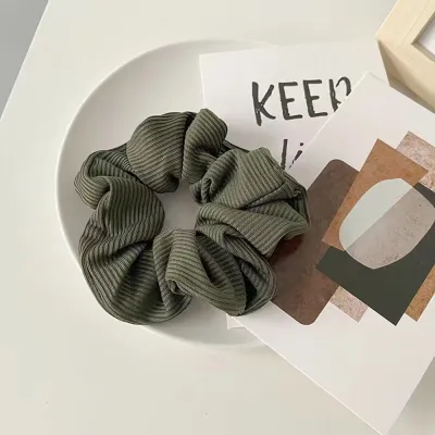 Women Sweet French Solid Color Large Intestine Circle Creased Design Hair Tie