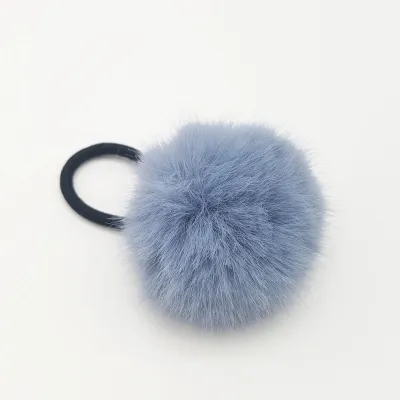 Women Cute Solid Color Pompom Decoration Elastic Hair Bands