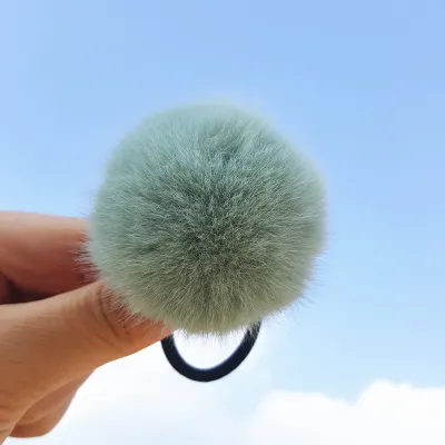 Women Cute Solid Color Pompom Decoration Elastic Hair Bands