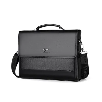 Men Casual Business Flap Design Letter Embossing Large Capacity PU Briefcase Bag