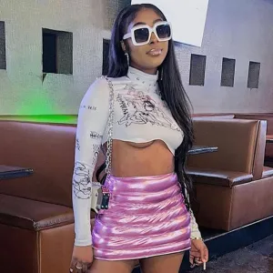 Women Edgy Creative Summer PU Leather Sexy Solid Color Skirt