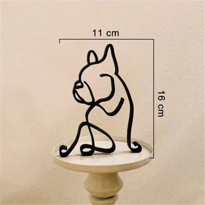 Simple Metal Abstract Dog Art Sculpture Home Decoration for Party Office Desk
