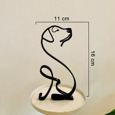 Simple Metal Abstract Dog Art Sculpture Home Decoration for Party Office Desk