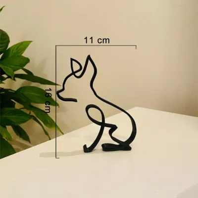 Simple Metal Abstract Dog Art Sculpture Home Decoration for Party Office Desk
