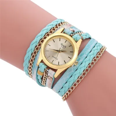 Women Trendy Snakeskin Printed Multilayer Wrap Leather Band Quartz Watch