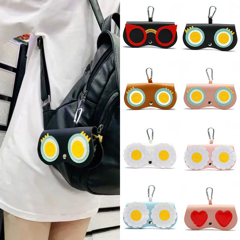 Cute Cartoon Owl Design PU Glasses Storage Case for Women